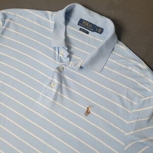 Polo Ralph Lauren Men's L Classic Fit Striped Blue Cotton Short Sleeve Shirt
